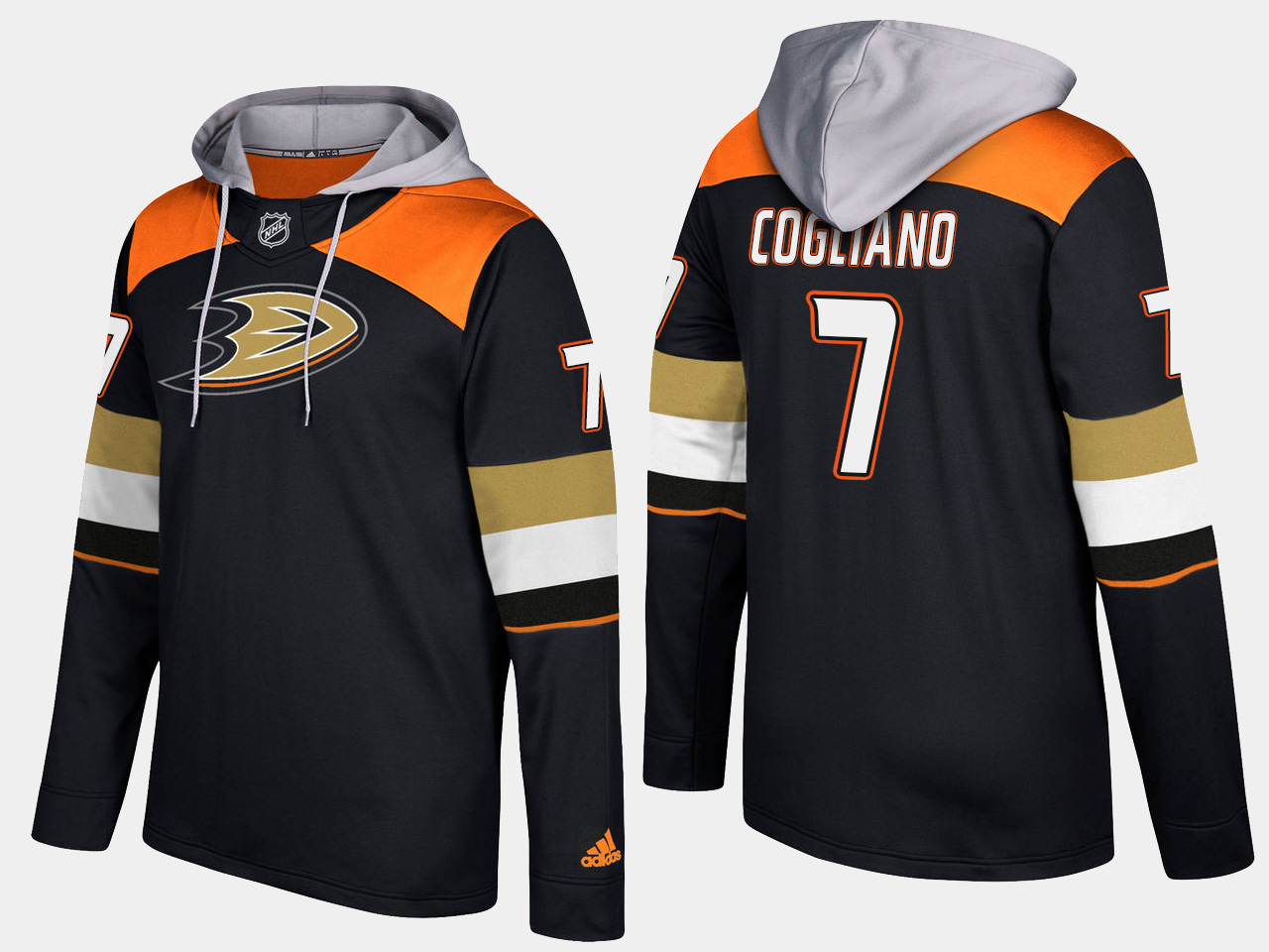 Men NHL Anaheim ducks 7 andrew cogliano black hoodie